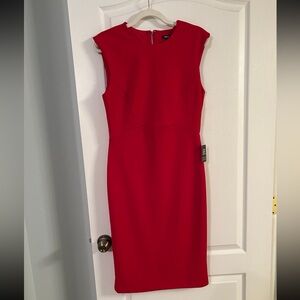 Express Sleeveless Midi Sheath Dress in Bright Red